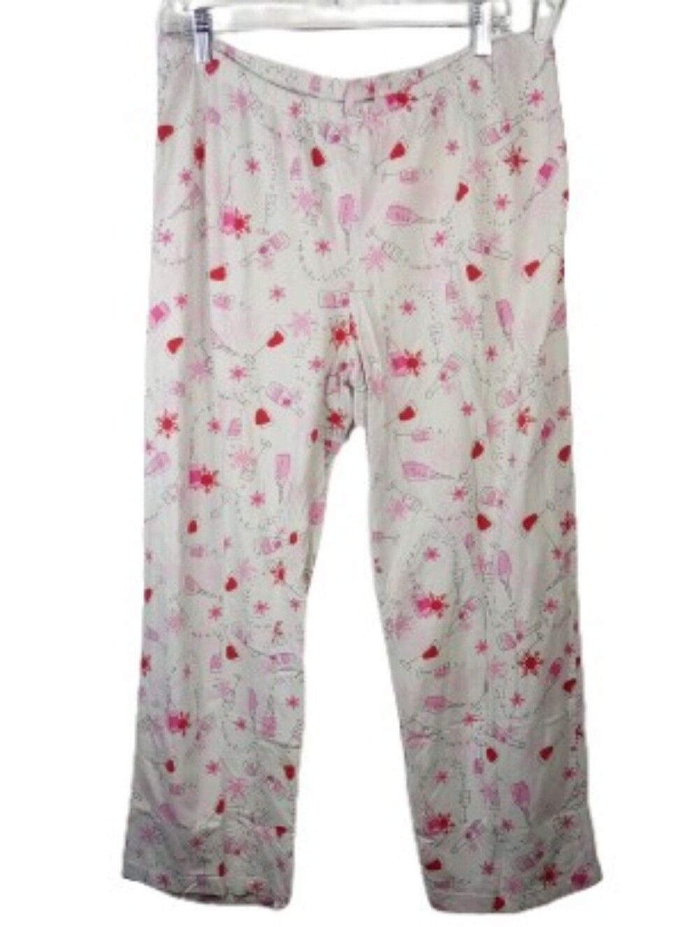 Hue Pink White Print Sleep Pants Sz XL
